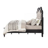 Chery King Size Bed with Button Tufted Headboard Beige Upholstery Black By Casagear Home BM309665