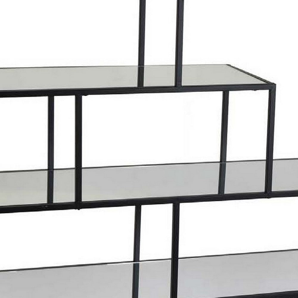 49 Inch 4 Tier Metal Plant Stand with Shelves Round Black Metal Frame By Casagear Home BM309721