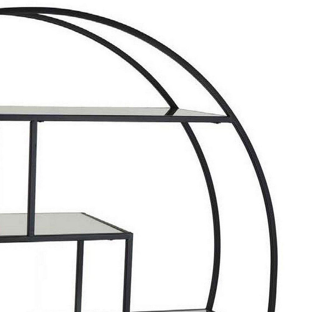 49 Inch 4 Tier Metal Plant Stand with Shelves Round Black Metal Frame By Casagear Home BM309721