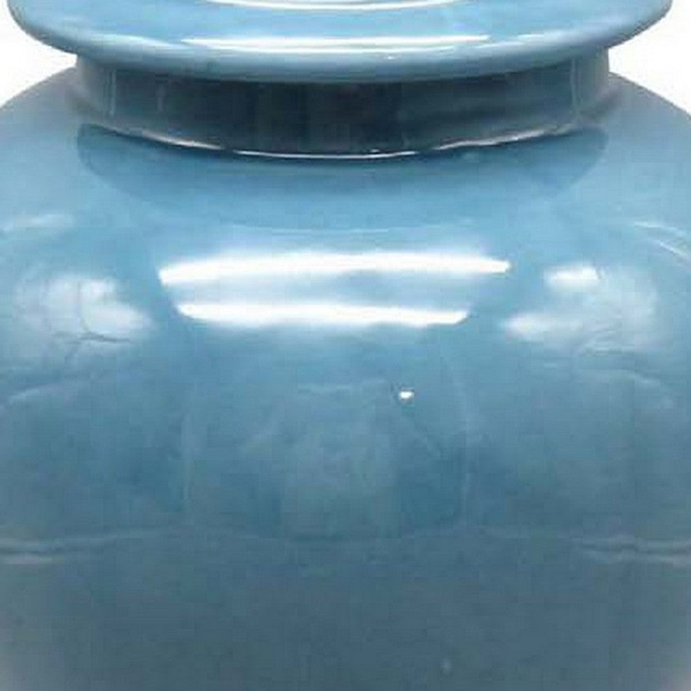 Teli 18 Inch Decorative Temple Ginger Jar Elegant Ceramic Glossy Blue By Casagear Home BM309724