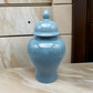 Teli 18 Inch Decorative Temple Ginger Jar, Elegant Ceramic, Glossy Blue By Casagear Home