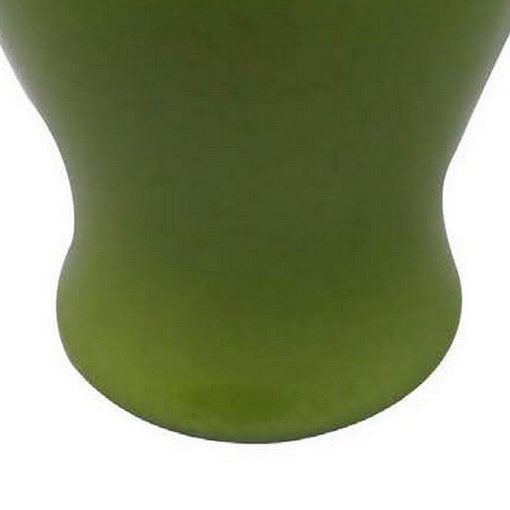 Teli 18 Inch Decorative Temple Ginger Jar Smooth Ceramic Glossy Green By Casagear Home BM309725