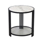 Lee 20 Inch Plant Stand Round White Marble Top Open Metal Frame Black By Casagear Home BM309761