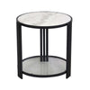 Lee 20 Inch Plant Stand Round White Marble Top Open Metal Frame Black By Casagear Home BM309761