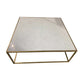 Riyan 39 Inch Plant Stand Table Square Open Gold Metal Frame White Top By Casagear Home BM309778