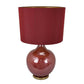 Gia 32 Inch Table Lamp Drum Shade Curved Round Glass Body Red Finish By Casagear Home BM309832