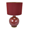 Gia 32 Inch Table Lamp Drum Shade Curved Round Glass Body Red Finish By Casagear Home BM309832