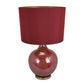 Gia 32 Inch Table Lamp Drum Shade Curved Round Glass Body Red Finish By Casagear Home BM309832