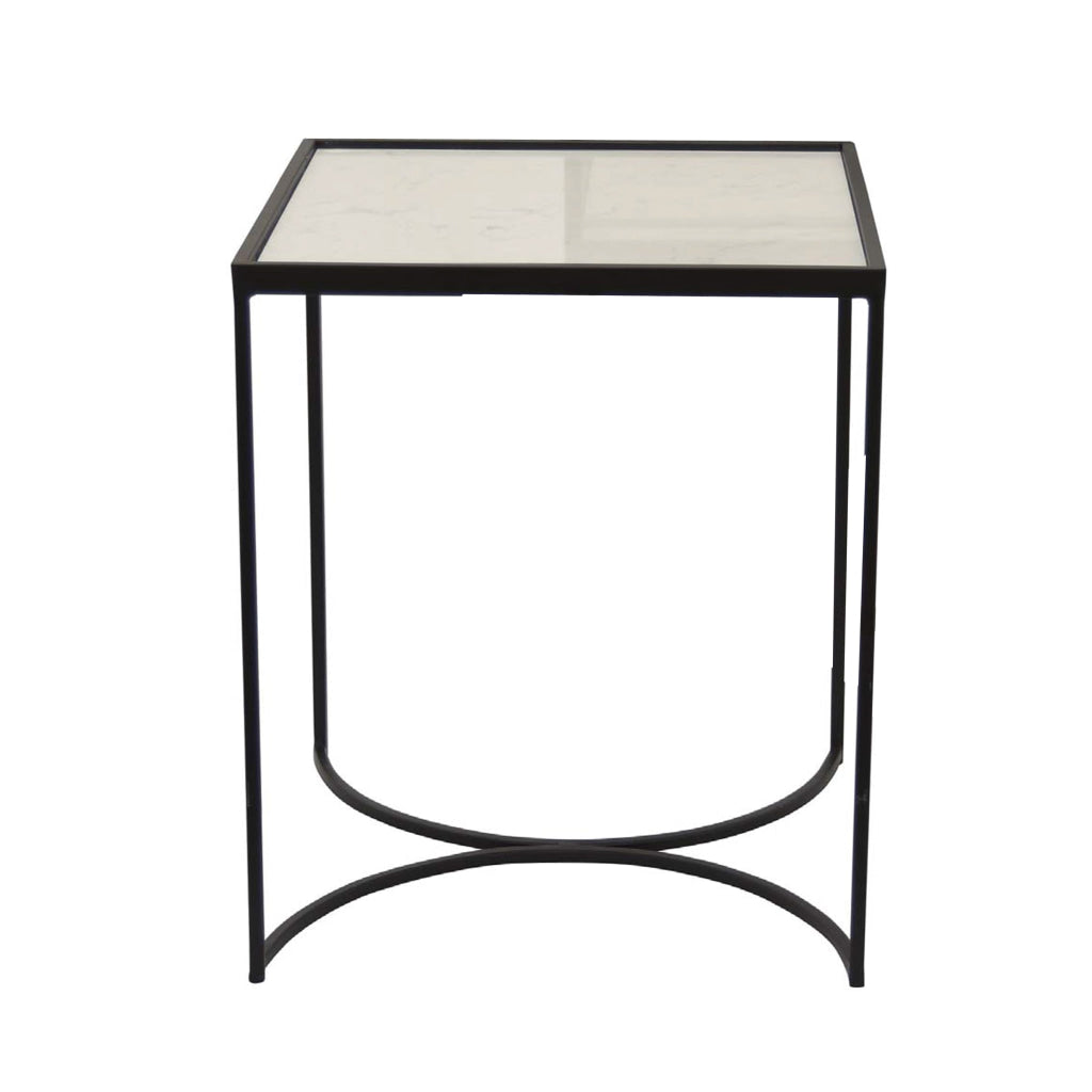 24 Inch Plant Stands Set of 2 White Marble Top Minimalist Black Frame By Casagear Home BM309838