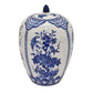 12 Inch Jar Blue Floral Print Removable Lid White Ceramic Traditional By Casagear Home BM309843