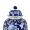 21 Inch Temple Ginger Jar Blue White Floral Print Lid Ceramic Pottery By Casagear Home BM309850