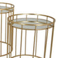 20 Inch Plant Stand Table Set of 3 Gold Metal Frame Mirror Tray Top By Casagear Home BM309888