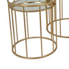 20 Inch Plant Stand Table Set of 3 Gold Metal Frame Mirror Tray Top By Casagear Home BM309888