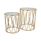 22 Inch Plant Stand Table Set of 2 Mirror Top Gold Geometric Base By Casagear Home BM309891