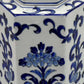 Deno 13 Inch Decorative Jar with Lid Ceramic Floral Design Blue White By Casagear Home BM309895