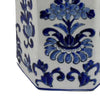 Deno 13 Inch Decorative Jar with Lid Ceramic Floral Design Blue White By Casagear Home BM309895