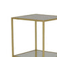 Joy 41 Inch Plant Stand Shelves Mirrored Box Shape 3 Tier Gold Metal By Casagear Home BM309920