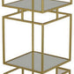 Joy 41 Inch Plant Stand Shelves Mirrored Box Shape 3 Tier Gold Metal By Casagear Home BM309920