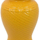 Bryan 24 Inch Ceramic Temple Jar Geometric Print Finial Top Yellow By Casagear Home BM309931