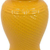 Bryan 24 Inch Ceramic Temple Jar Geometric Print Finial Top Yellow By Casagear Home BM309931