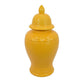 Bryan 24 Inch Ceramic Temple Jar Geometric Print Finial Top Yellow By Casagear Home BM309931