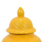 Bryan 18 Inch Ceramic Temple Jar Geometric Print Finial Top Yellow By Casagear Home BM309932