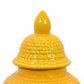 Bryan 13 Inch Ceramic Temple Jar Geometric Print Finial Top Yellow By Casagear Home BM309933