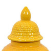 Bryan 13 Inch Ceramic Temple Jar Geometric Print Finial Top Yellow By Casagear Home BM309933