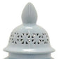 Deni 26 Inch Temple Jar Ceramic Blue White Floral Cut Out Design with Lid By Casagear Home BM309954