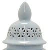 Deni 26 Inch Temple Jar Ceramic Blue White Floral Cut Out Design with Lid By Casagear Home BM309954