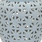 Deni 26 Inch Temple Jar Ceramic Blue White Floral Cut Out Design with Lid By Casagear Home BM309954