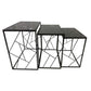 Plant Stand Table Set of 3 Geometric Style Black Metal Frames Marble Top By Casagear Home BM309956