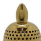 Deni 25 Inch Temple Jar Small Carved Cut Out Lattice Lid Gold Ceramic By Casagear Home BM309967