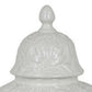 Deni 18 Inch Temple Jar Embossed Design Removable Lid White Finish By Casagear Home BM309972