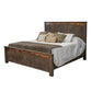 Brun King Size Bed Pine Wood Frame Planked Design Dark Rustic Brown By Casagear Home BM309973