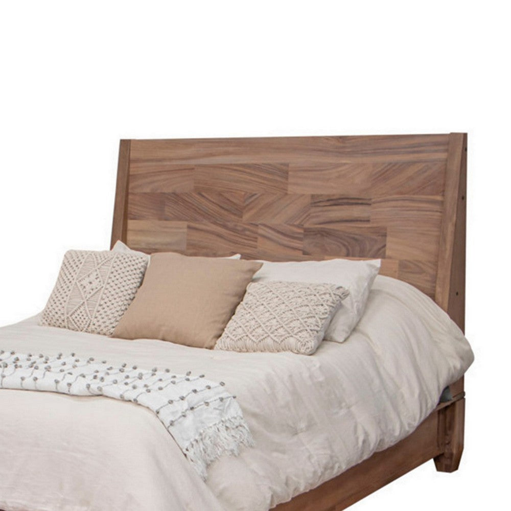 Neuv Queen Size Bed Mango and Parota Wood Grain Details Rustic Brown By Casagear Home BM309984