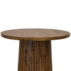 Texu 39 Inch Bistro Table Round Top Brown Pine Wood Black Iron Footrest By Casagear Home BM309988