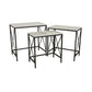 Zoe Plant Stand Table Set of 3 Metal Rectangular Marble Top Black Metal By Casagear Home BM310009