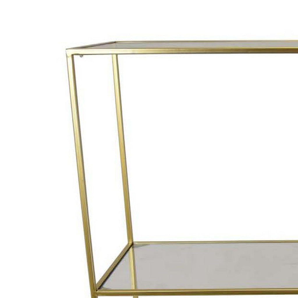 Casy 35 Inch Plant Display Stand with 4 Varied Shelves Gold Metal By Casagear Home BM310018