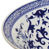 Cherry 16 Inch Decorative Bowl Ceramic Floral Design Blue and White By Casagear Home BM310051