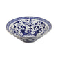 Cherry 16 Inch Decorative Bowl Ceramic Floral Design Blue and White By Casagear Home BM310051