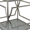 Mivi 24 Inch Plant Stand Table Square Pattern Base Glass Metal Silver By Casagear Home BM310074