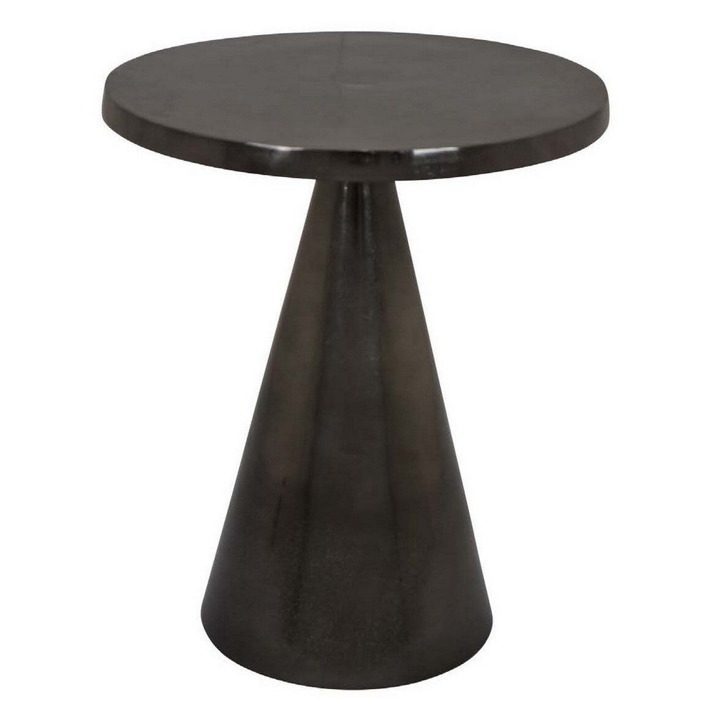 Riot 19 Inch Plant Stand Table Round Top Triangle Pedestal Metal Black By Casagear Home BM310106