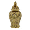 20 Inch Temple Jar Pierced Details Dome Lid Ceramic Gold Finish By Casagear Home BM310131