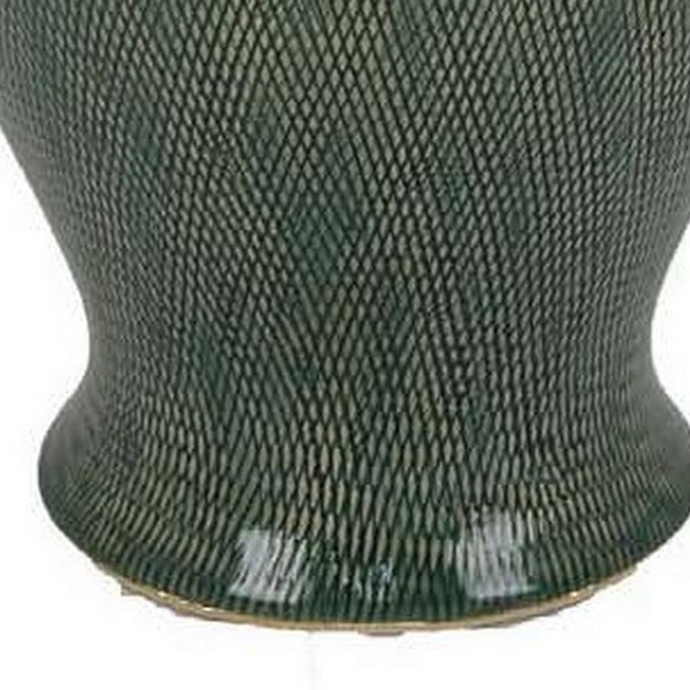 Caty 15 Inch Temple Jar Finial Dome Lids Classic Ceramic Green Finish By Casagear Home BM310135