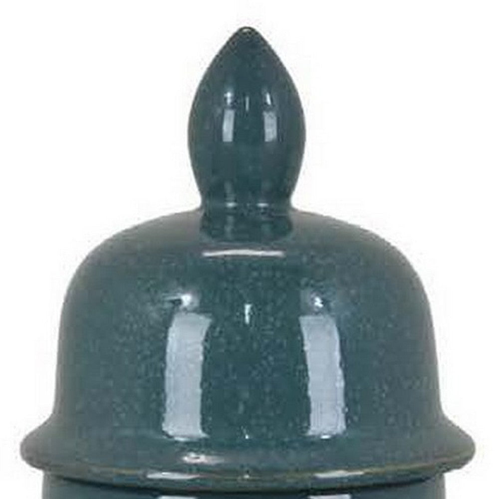 Caty 17 Inch Temple Jar Finial Dome Lids Classic Ceramic Green Finish By Casagear Home BM310136