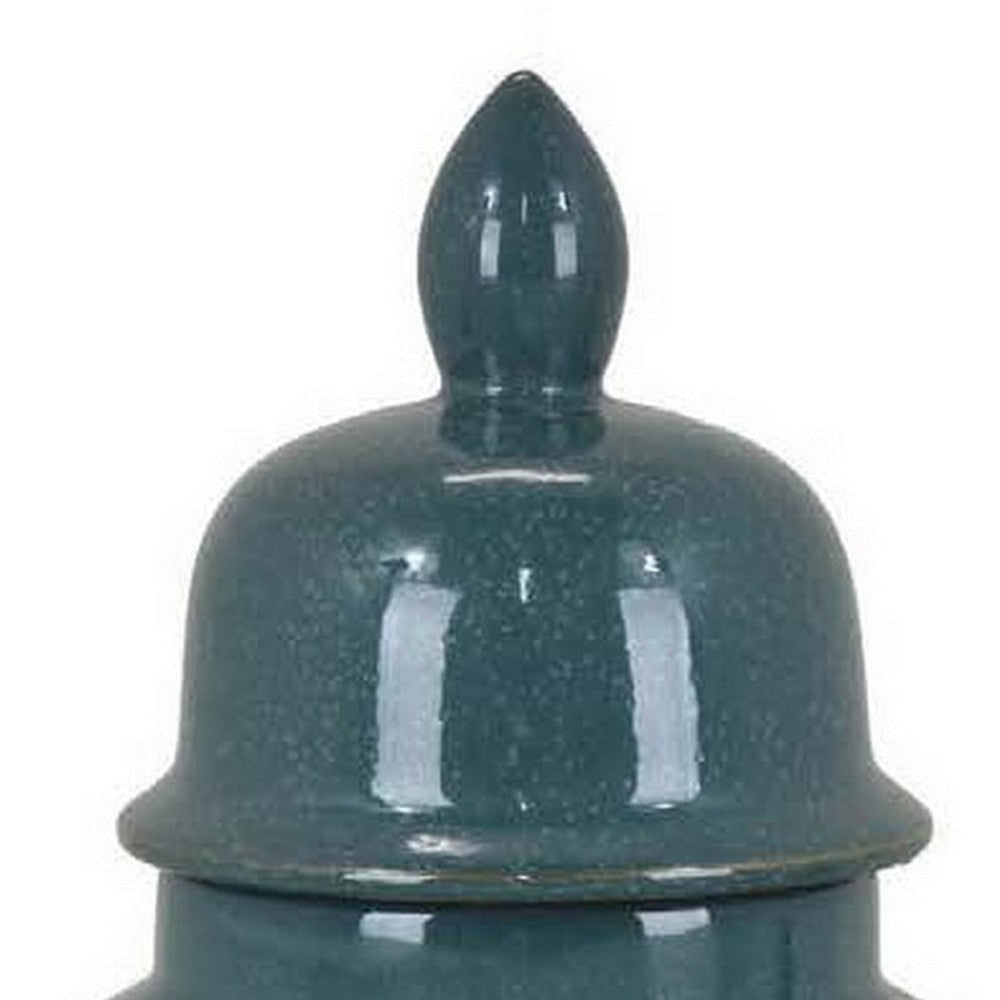 Caty 20 Inch Temple Jar Finial Dome Lids Classic Ceramic Green Finish By Casagear Home BM310137