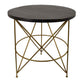 23 Inch Plant Stand Table, Round Top, Modern Gold Geometric Frame, Black By Casagear Home