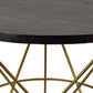 23 Inch Plant Stand Table Round Top Modern Gold Geometric Frame Black By Casagear Home BM310138