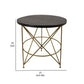 23 Inch Plant Stand Table Round Top Modern Gold Geometric Frame Black By Casagear Home BM310138